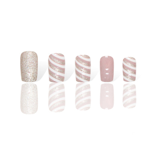 GLAMPOP Candy Cane Glitz Press on nails for Christmas