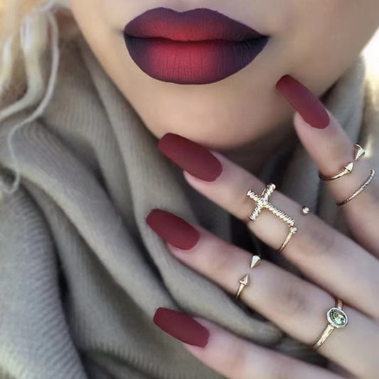 GALMPOP Vino Velvet Press-on Nails Matte red