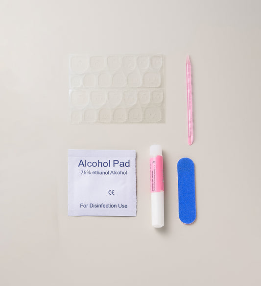 Press On Nail Tool Kit (Acrylic Sticks+Adhesive Tabs+Nail Glue+Alcohol Prep Pads)