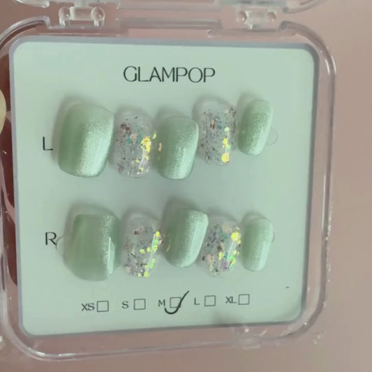 Mint Confetti Handmade Press-On Nails