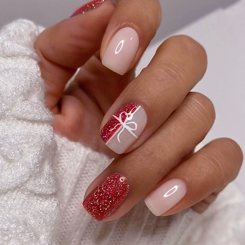 GLAMPOP Festive Bow Bliss Press-on Nails