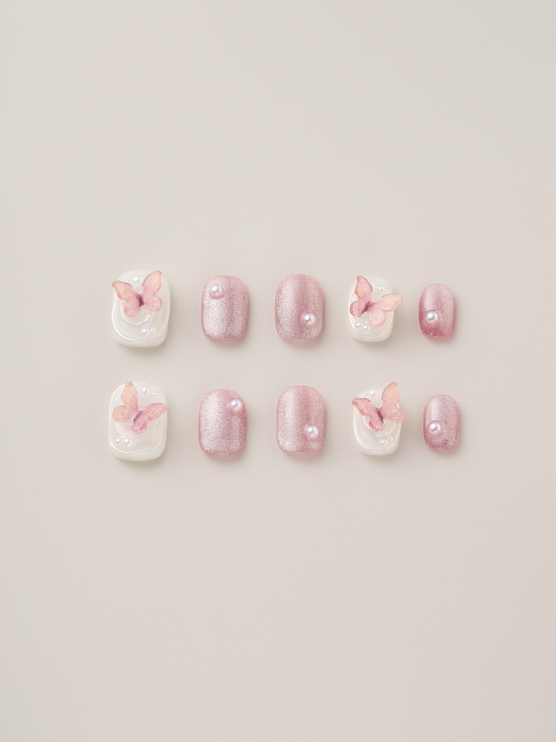 Pink Flutter Handmade Press On Nails