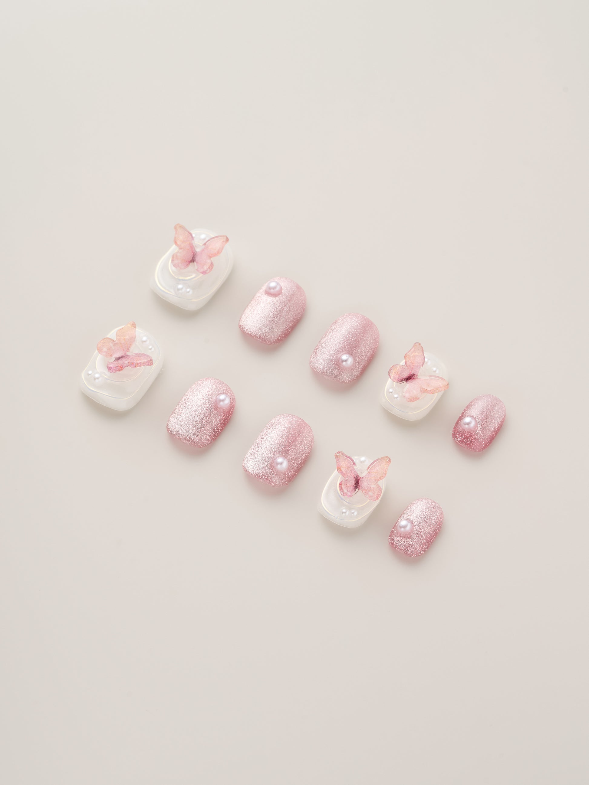 Pink Flutter Handmade Press On Nails