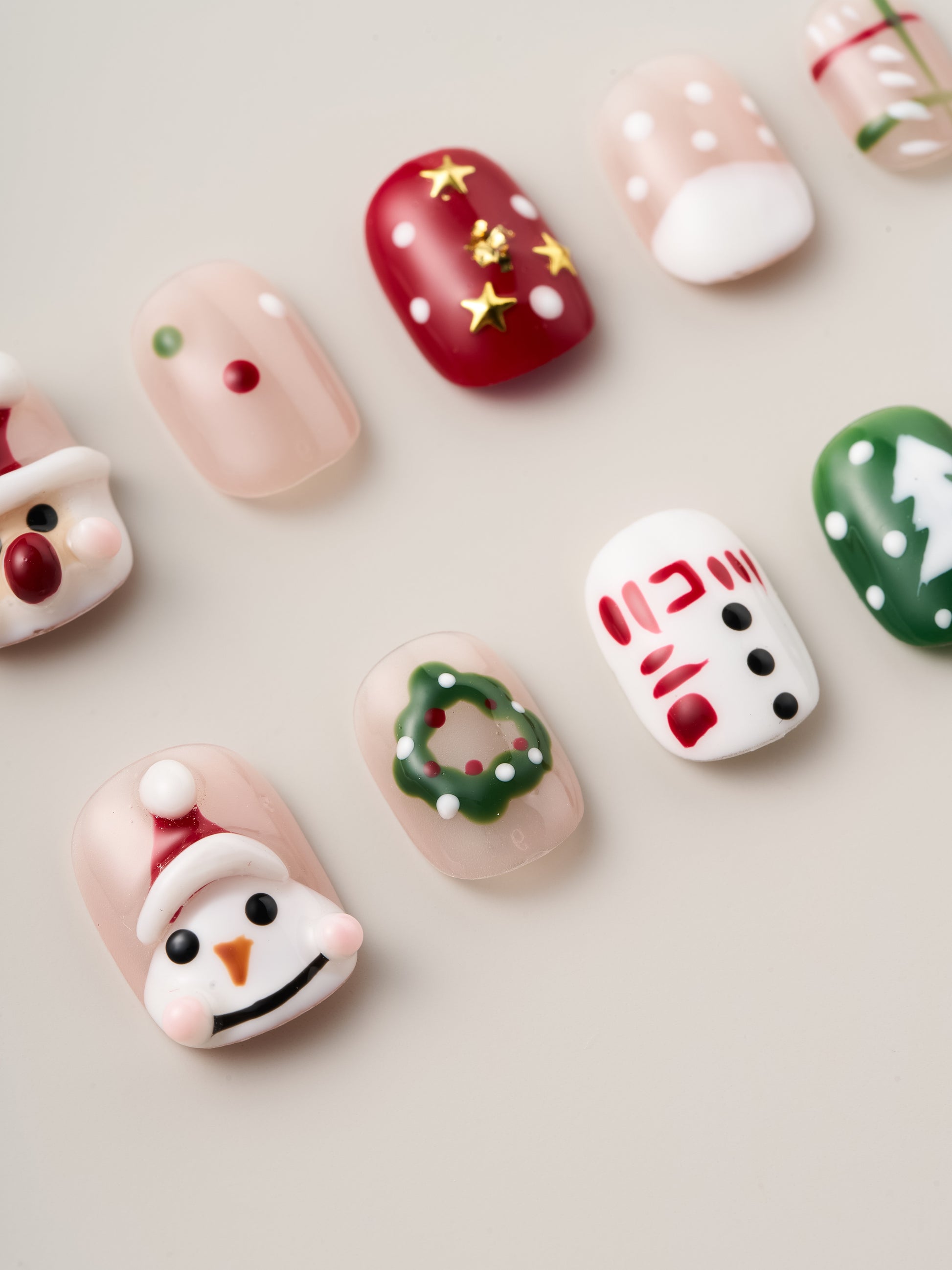 Christmas Chic Handmade Press On Nails with snowman