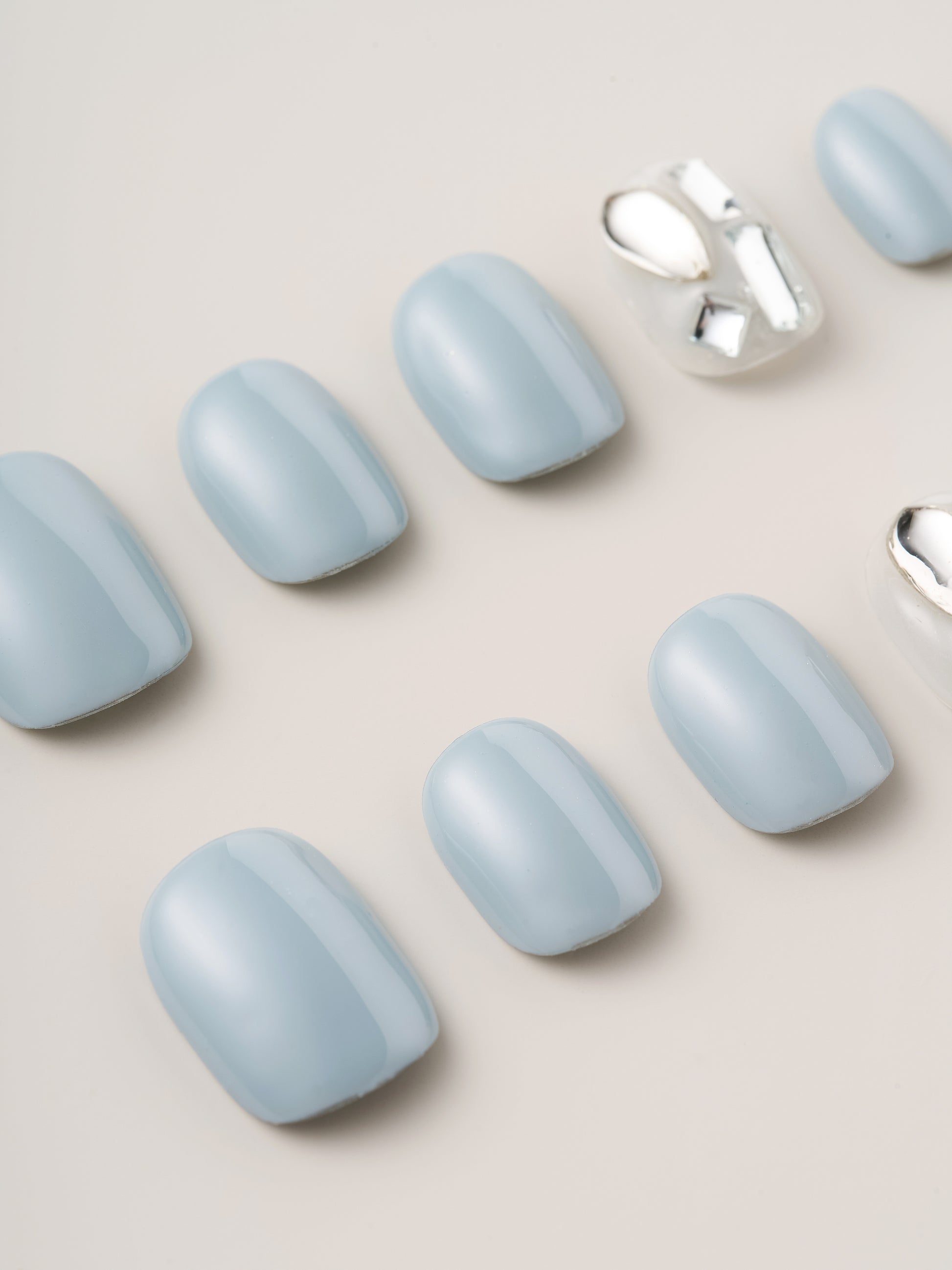 blue Handmade Press On Nails