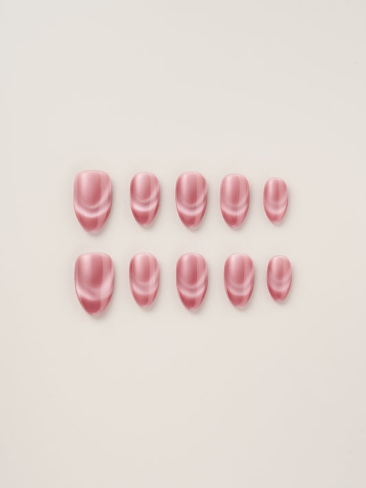 Pink Cat Eye Handmade Press On Nails