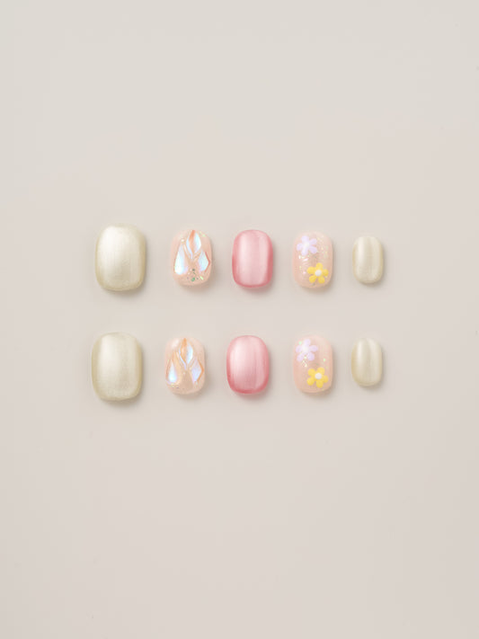 Golden Bloom Handmade Press On Nails