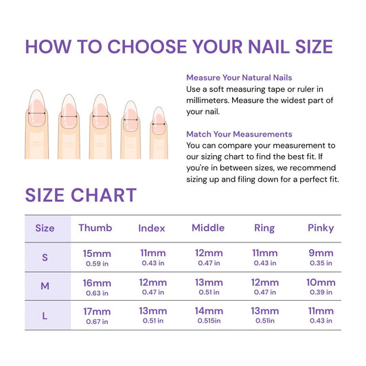 Handmade Press On Nails Size Chart