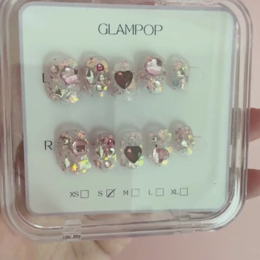 Twinkle Hearts Handmade Press On Nails